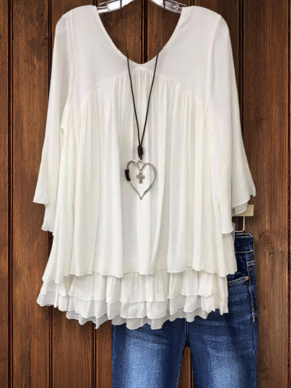Elegant Loose Pleated Multi-Layered Tulle Top