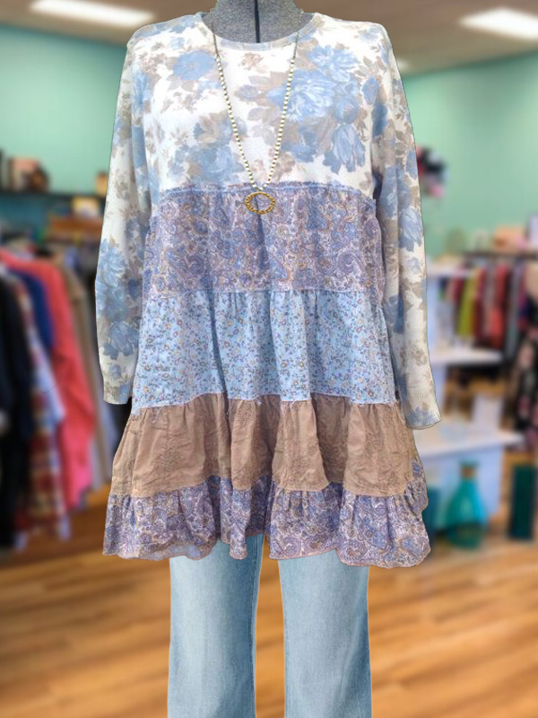 Retro Floral Patchwork Top