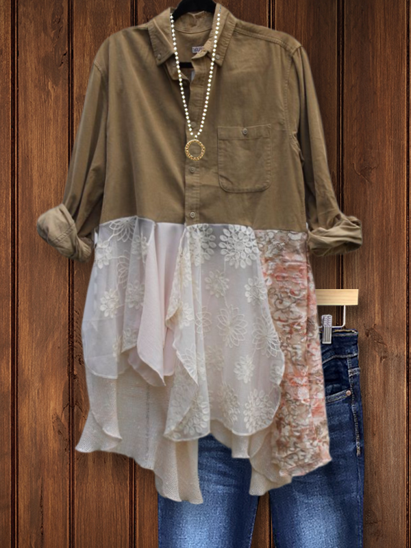Casual Floral Patchwork Top