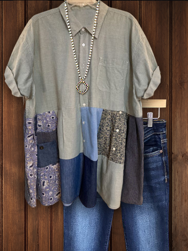Casual Floral Patchwork Top