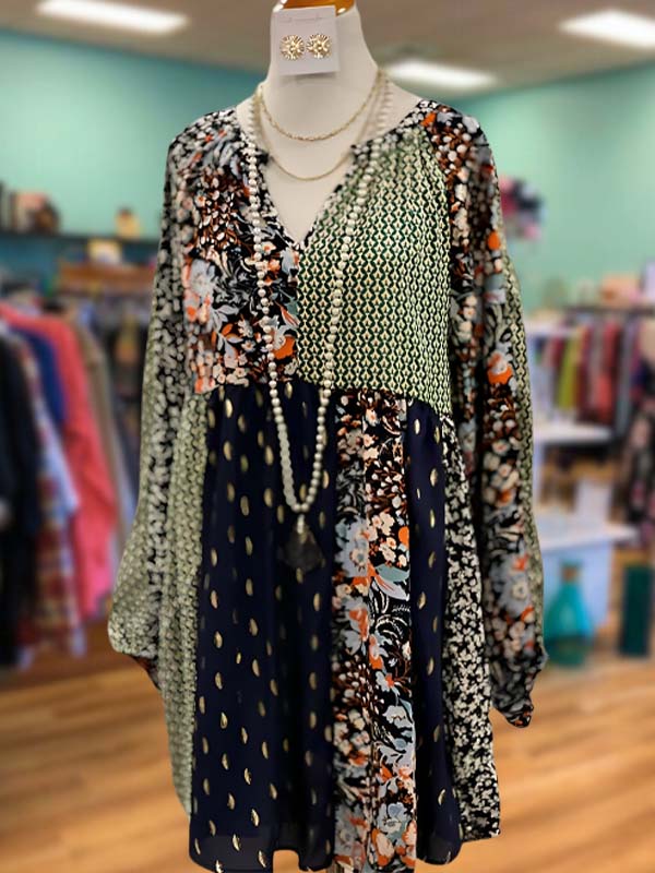 Retro Print Patchwork Top