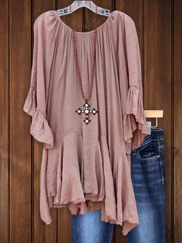 Elegant Ruffle Patchwork Loose Top