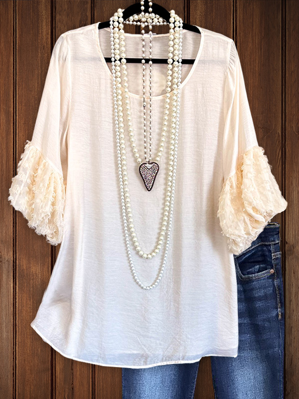 Elegant Jacquard Patchwork Waist-Length Loose Top