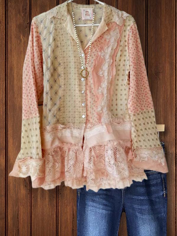 Gentle Floral Polka Dot Lace Top