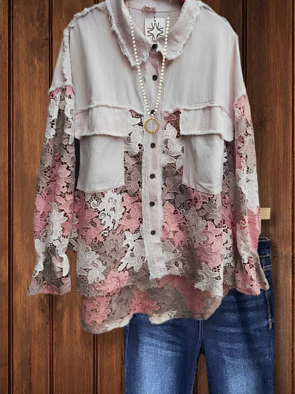 Brushed Double Pocket Lace Shirt