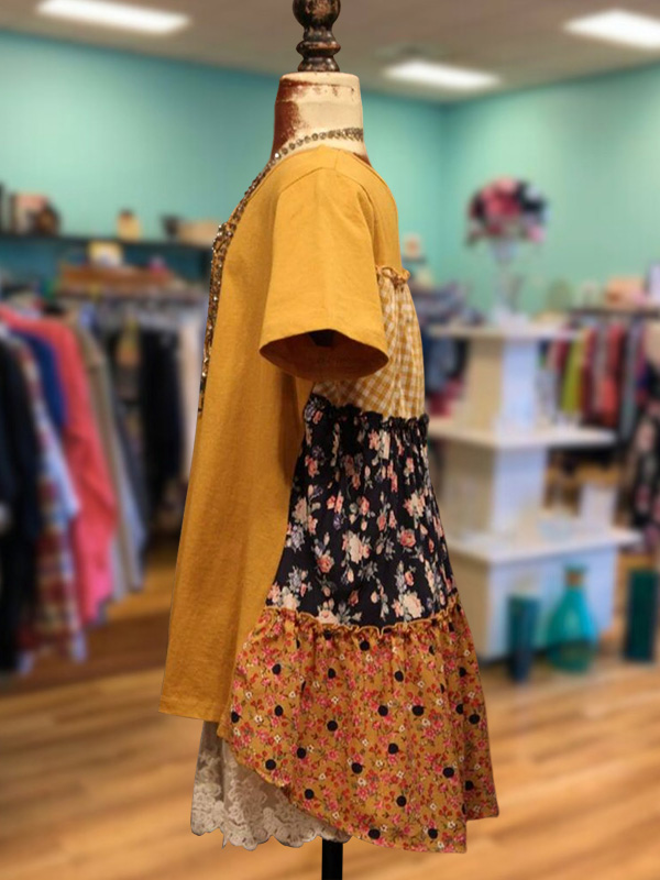 Pastoral Style Yellow Floral Print Top