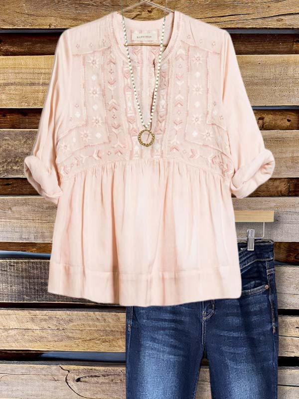 Women's top | Casual Bohemian Floral Ruffle Top |Website-shopcharmingrose