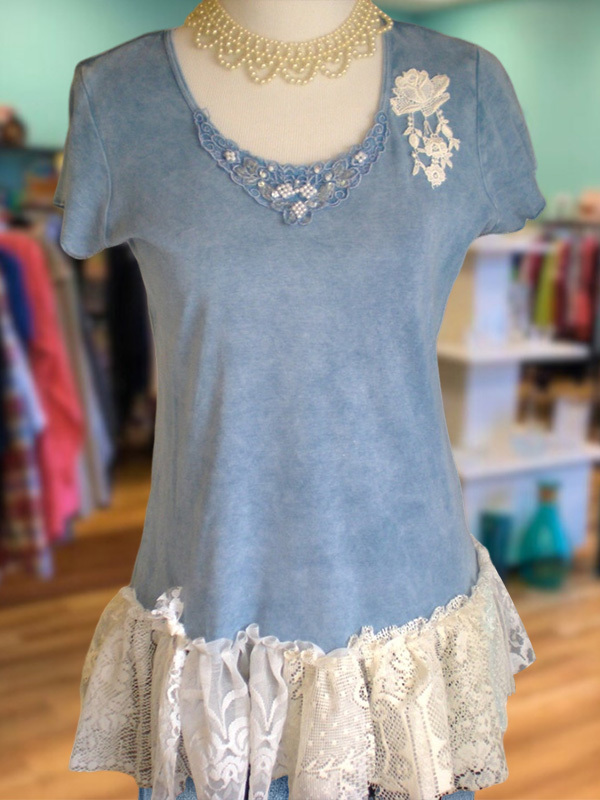 Women's top | Casual Floral Lace Short Sleeve Top |Website-shopcharmingrose