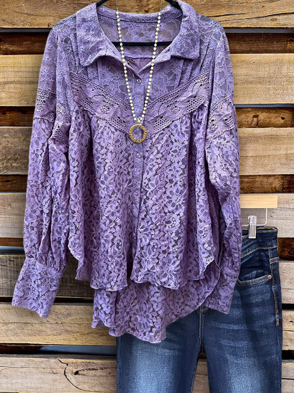 Women's top | Retro Bohemian Lace Panel Top |Website-shopcharmingrose
