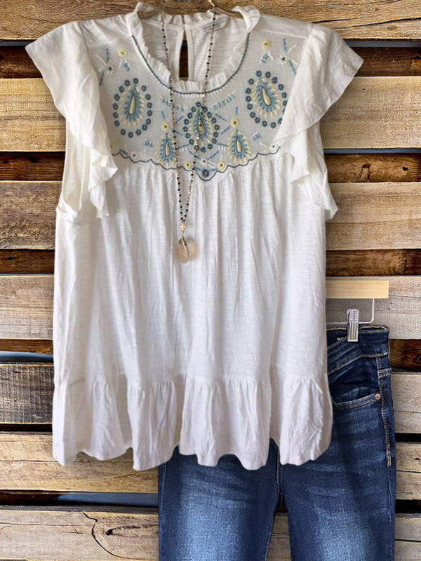 Women's top | Holiday Bohemian Ruffled Panel Top |Website-shopcharmingrose