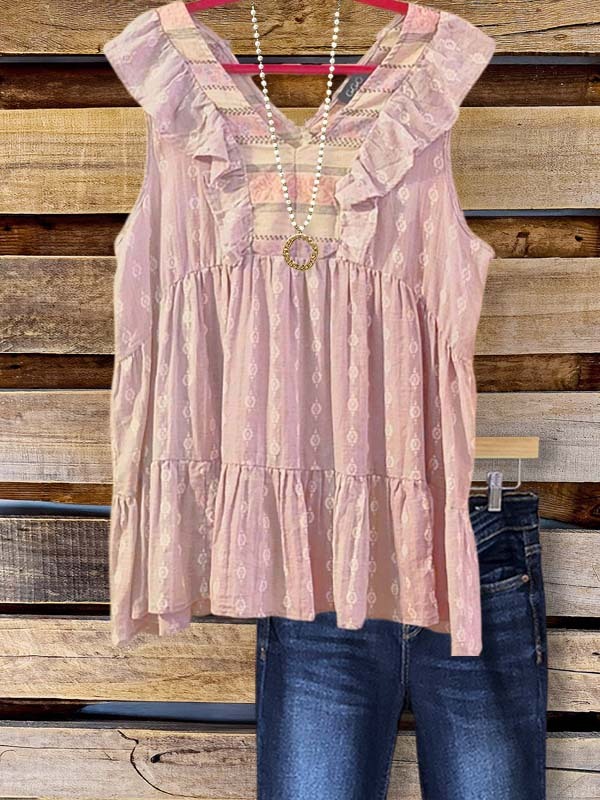 Women's top | Bohemian Floral Print Ruffled Top |Website-shopcharmingrose