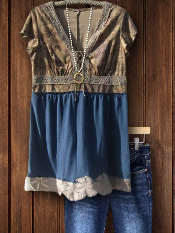 Women's top | Retro Floral Lace Short Sleeve Top |Website-shopcharmingrose