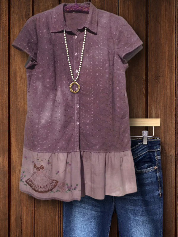 Women's top | Retro Casual Floral Patchwork Short-Sleeved Top |Website-shopcharmingrose