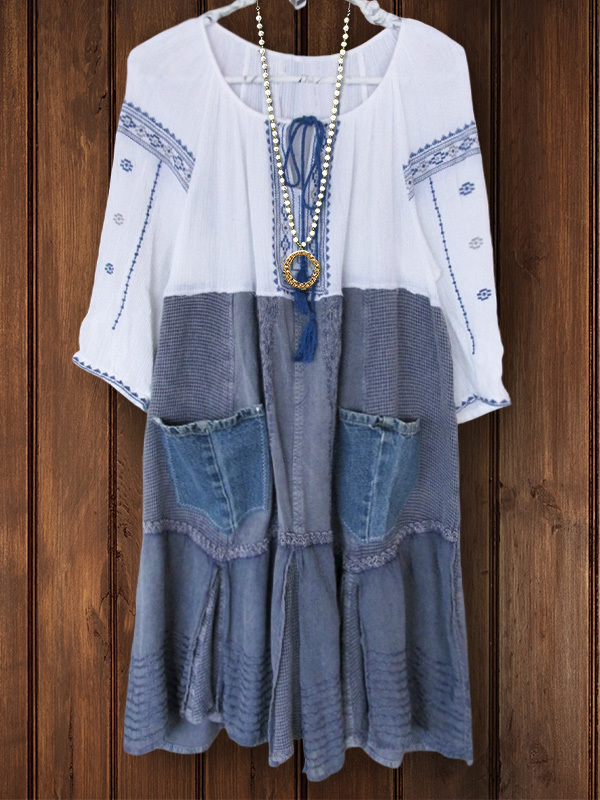 Women's dress | Casual Retro Ethnic Style Patchwork Dress |Website-shopcharmingrose