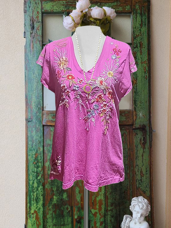 Women's top | Elegant Vintage Floral Embroidered Top |Website-shopcharmingrose