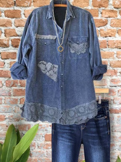 Retro Casual Lace Patchwork Top