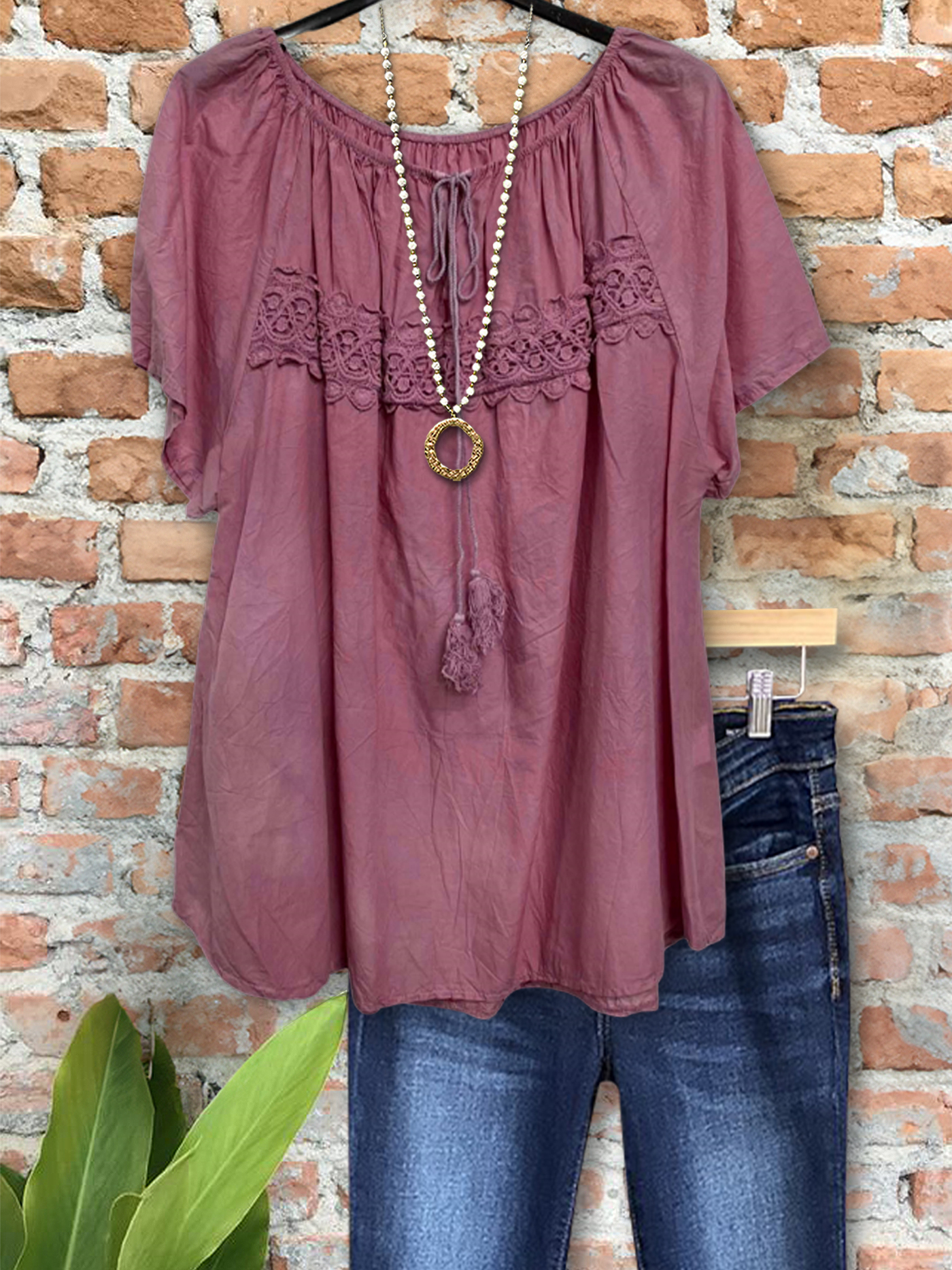Women's top | Elegant Casual Lace Short Sleeve Top |Website-shopcharmingrose