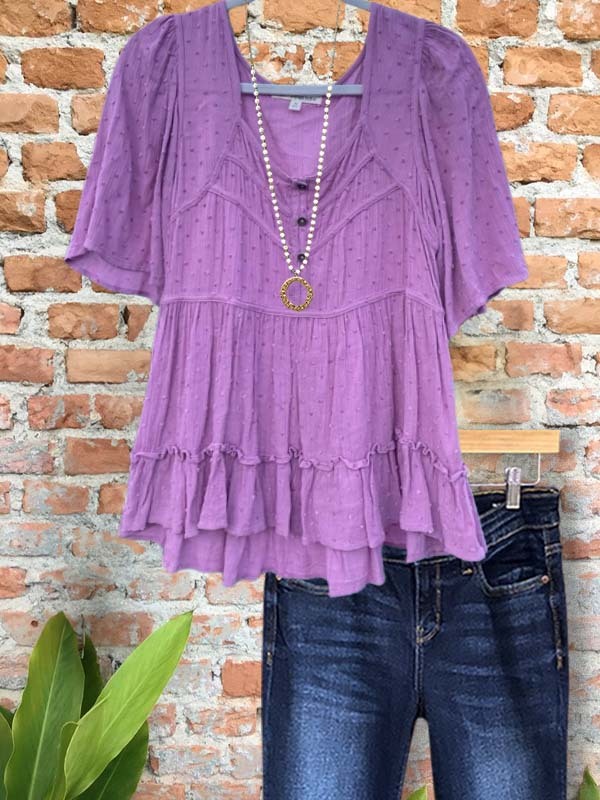 Casual Elegant Ruffle Short Sleeve Top