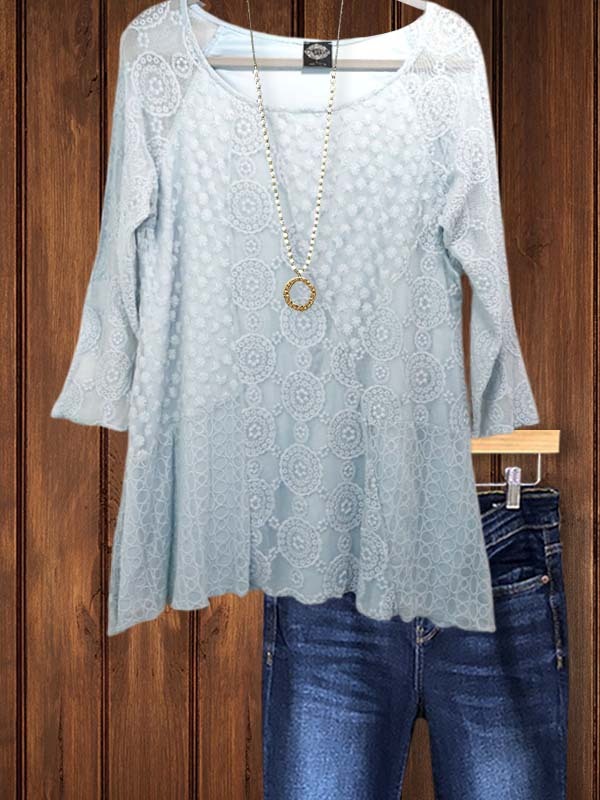 Women's top | Elegant Ruffled Paneled Mid-Sleeve Top |Website-shopcharmingrose