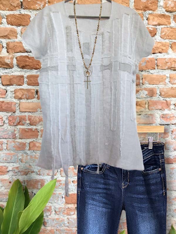 Women's top | Casual Patchwork Short-Sleeved Top |Website-shopcharmingrose