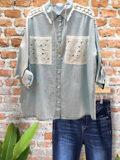 Casual Elegant Lace Trim Top
