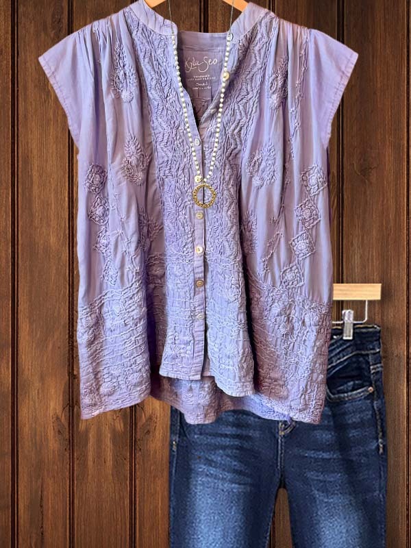 Women's top | Casual Elegant Embroidered Short Sleeve Top |Website-shopcharmingrose