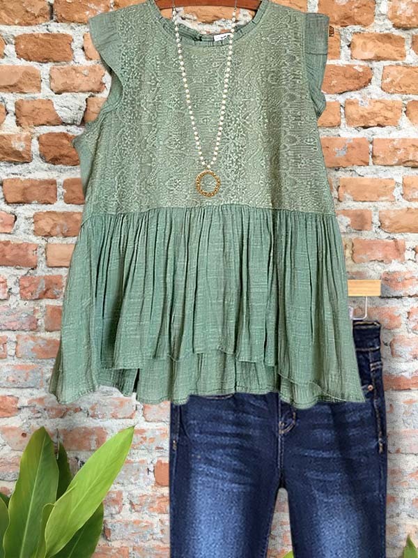 Women's top | Casual Ruffled Floral Patchwork Short-Sleeved Top |Website-shopcharmingrose