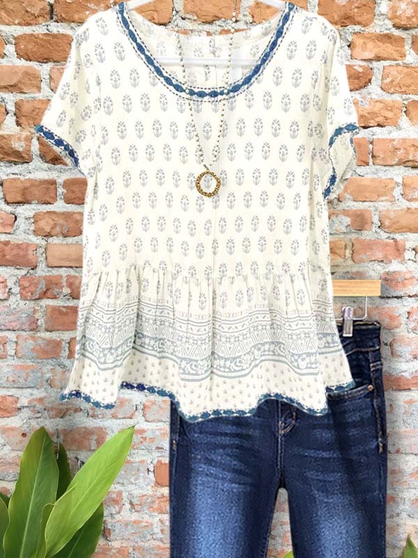 Women's top | Casual Floral Patchwork Lace Top |Website-shopcharmingrose