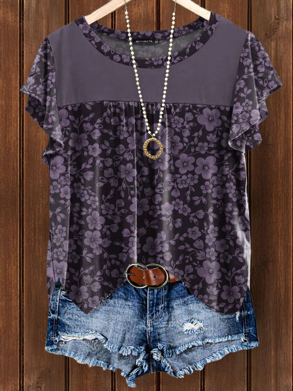 Women's top | Round Neck Floral Print Bell Sleeve Top |Website-shopthehoney
