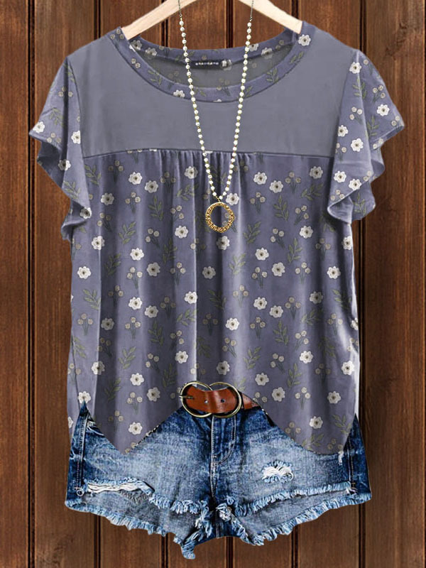 Women's top | Round Neck Floral Print Bell Sleeve Top |Website-shopthehoney