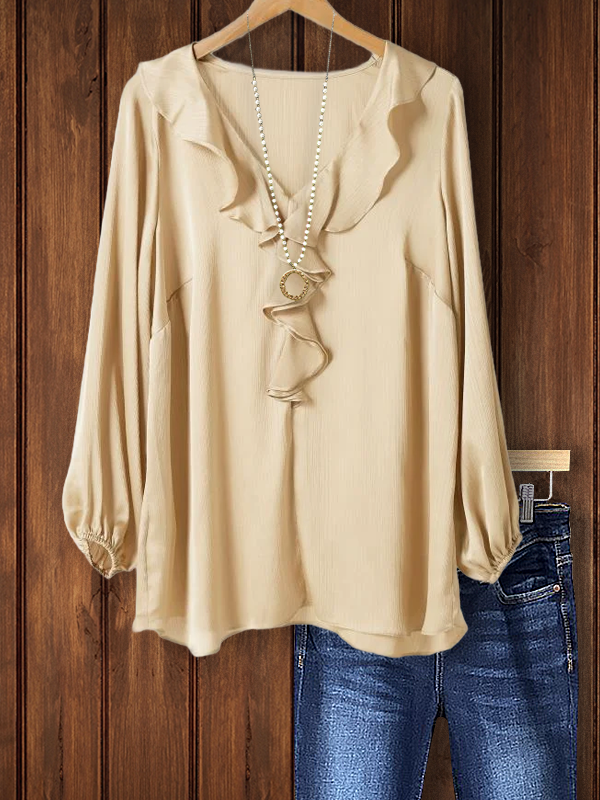 Elegant Ruffled V-Neck Top