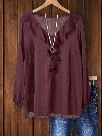 Elegant Ruffled V-Neck Top