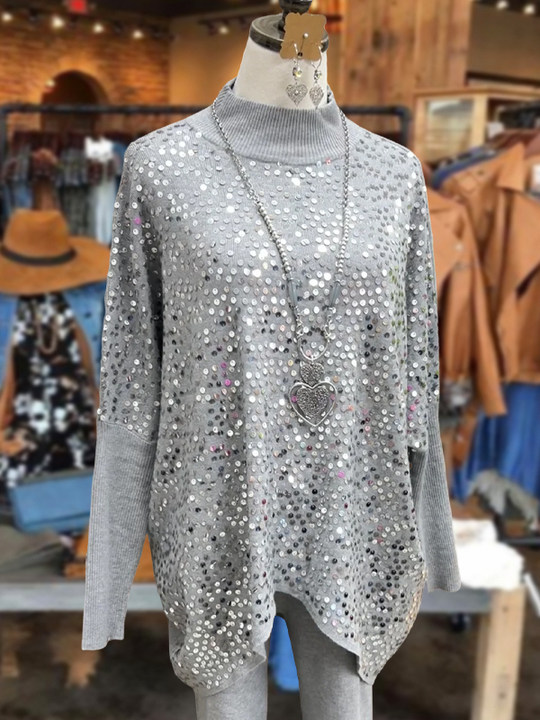 Women's top | Loose Sequin Sweater |Website-shopcharmingrose