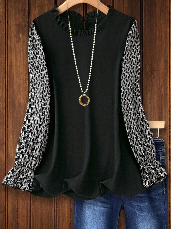 Women's top | Elegant Casual Floral Patchwork Plus Size Blouse |Website-shopcharmingrose