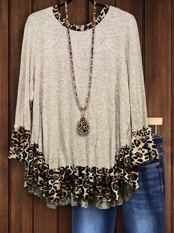 Women's top | Leopard Print Patchwork Top |Website-shopcharmingrose
