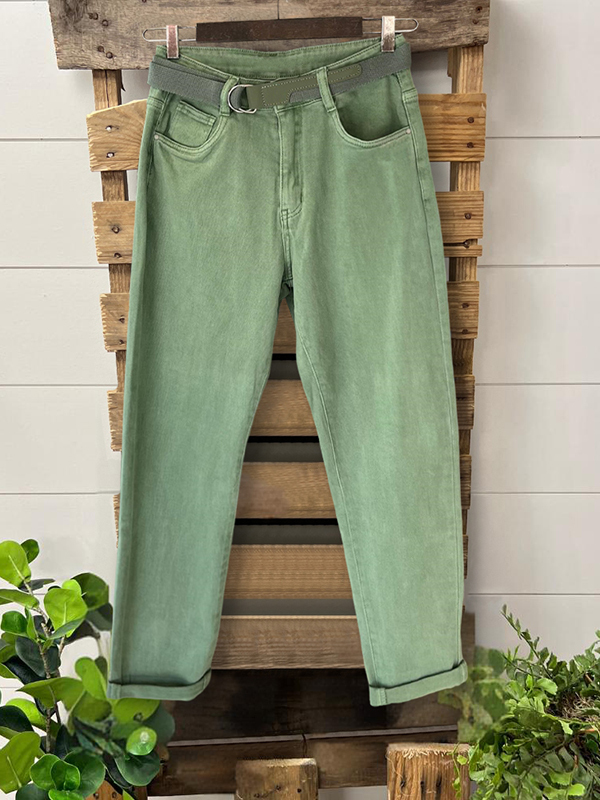 Women's jeans | Vintage Green Jeans |Website-shopcharmingrose