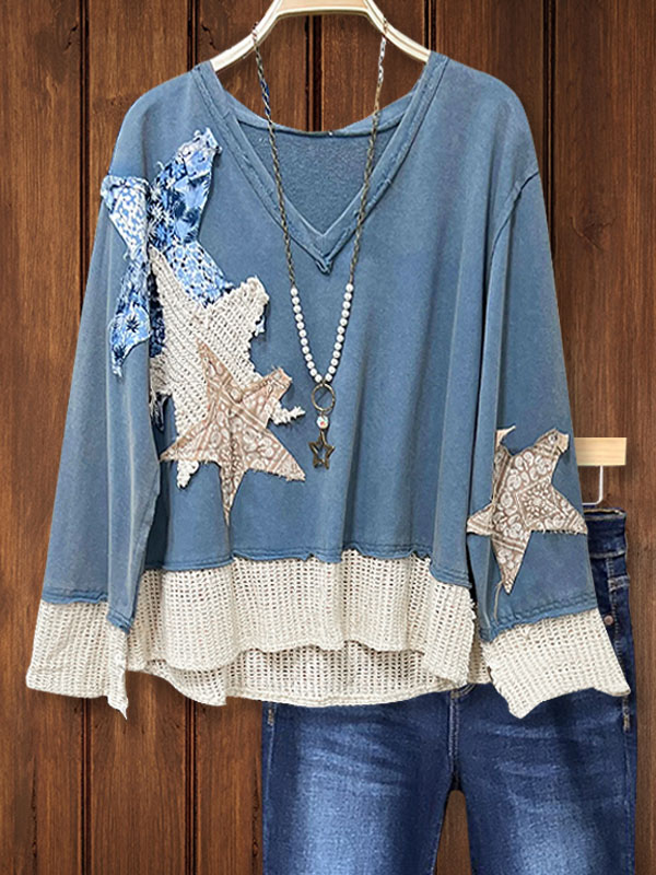 Floral Star Applique Sweatshirt