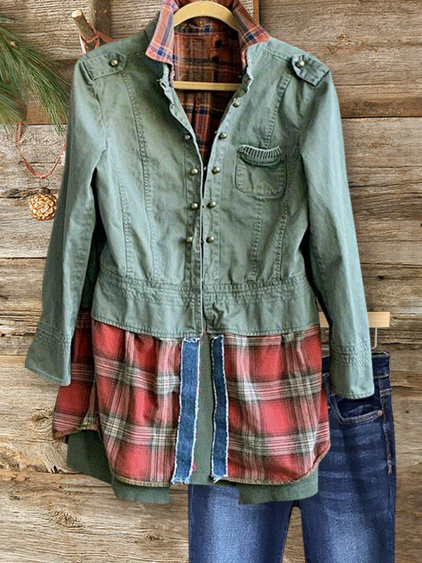 Casual Check Patchwork Jacket