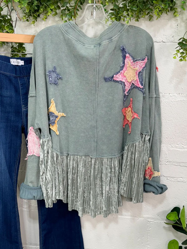 Retro Star Patch Embroidery Sweatshirt