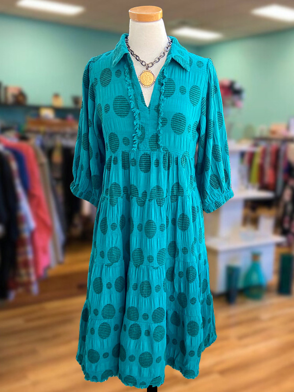 Retro Polka Dot Raw Edge Dress