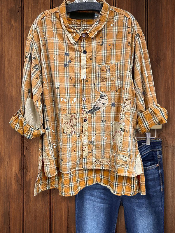 Vintage Check Print Shirt