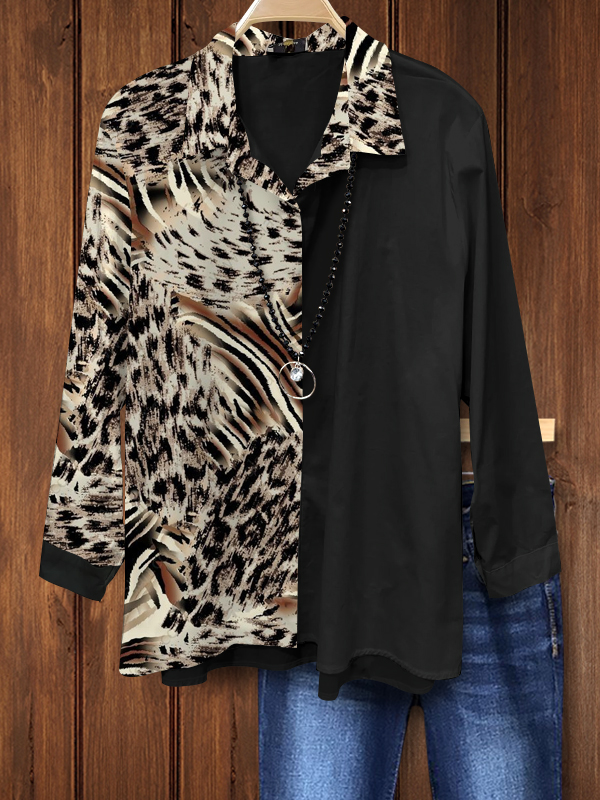 Vintage Leopard Print Contrast Shirt