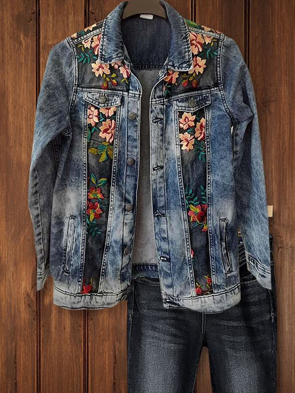 Upcycled Denim Printed Jacket