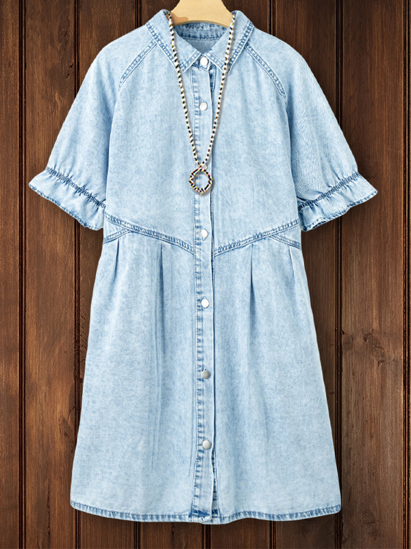 Casual Denim Short Sleeve Dress