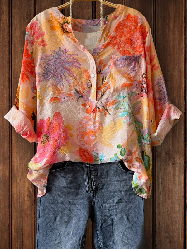 Resort Style Floral Print Top