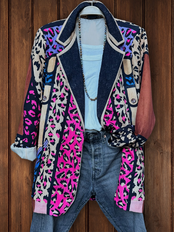 Abstract Leopard Patchwork Suit