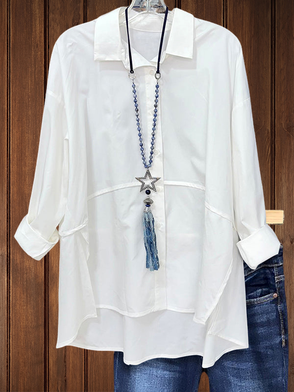 Solid Color Patchwork Versatile Blouse