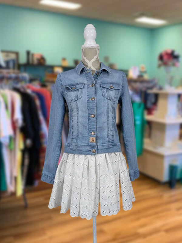 Vintage Pleated Lace Panel Denim Jacket