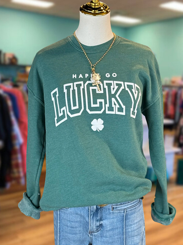 Happy Go Lucky Sweatshirt Retro Sweatshirt