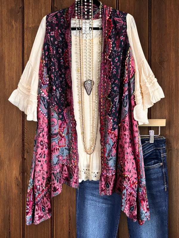 Retro Ethnic Print Two-Piece Top